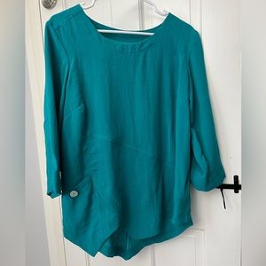 Fridaze women’s linen tunic, green, size extra small